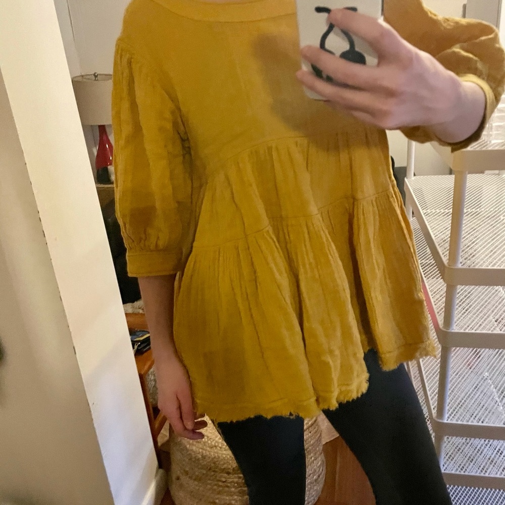 Free People Mustard Yellow Top